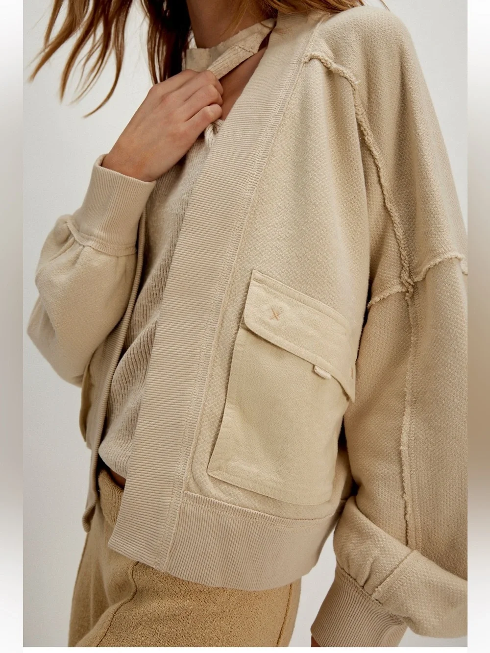 NWOT Free People We the Free Lou Day Cardi in Puff Pastry